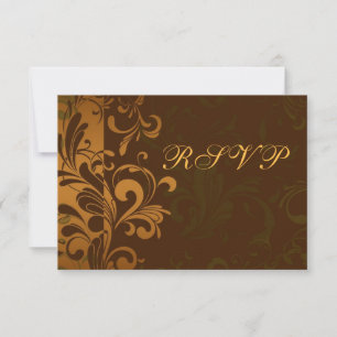 Cartões de Resposta RSVP Castanho Dourado com Rede