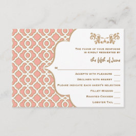 Cartões de resposta RSVP de Casamento de Coral Dou
