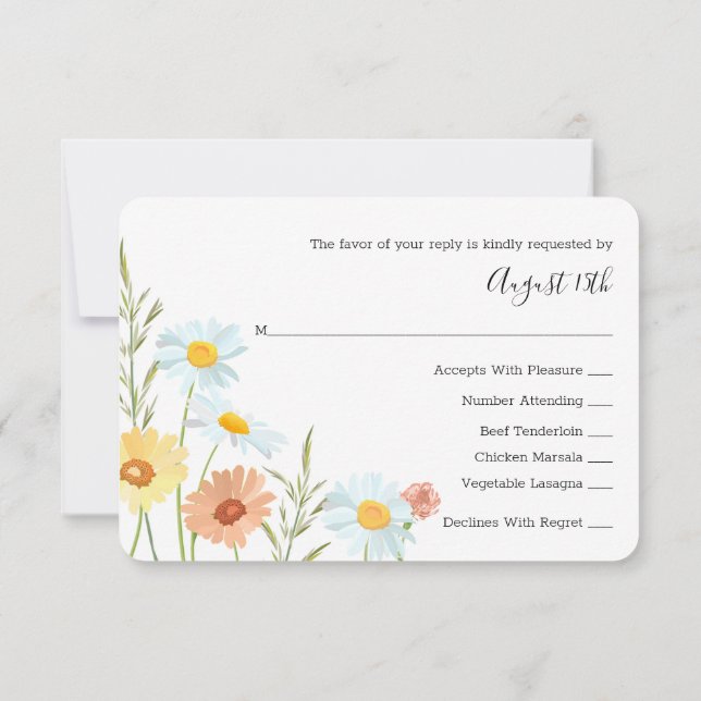 Cartões de resposta RSVP de Casamento de Flores Se (Verso)