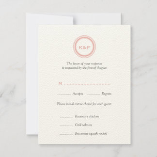 Cartões de resposta RSVP de casamento de iniciais
