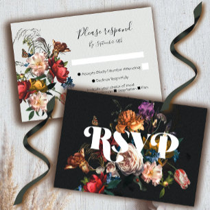 Cartões de resposta RSVP de casamento floral Rembr