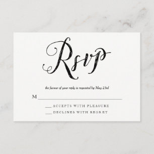Cartões de resposta RSVP de Casamento Negro & Bran