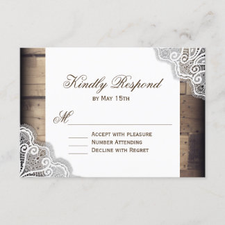 Cartões de resposta RSVP de Casamento Rústico de M