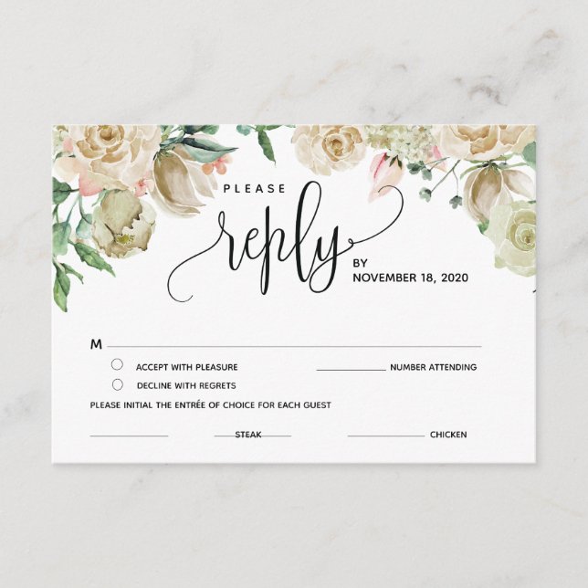 Cartões de Resposta RSVP, Resposta, Cartões de Res (Frente)