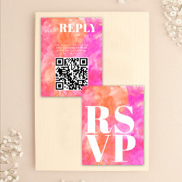 Cartões de Resposta RSVP Rosa e Laranja para Códig