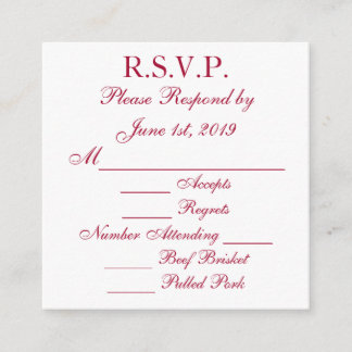 Cartões de Resposta RSVP Vermelho e Branco