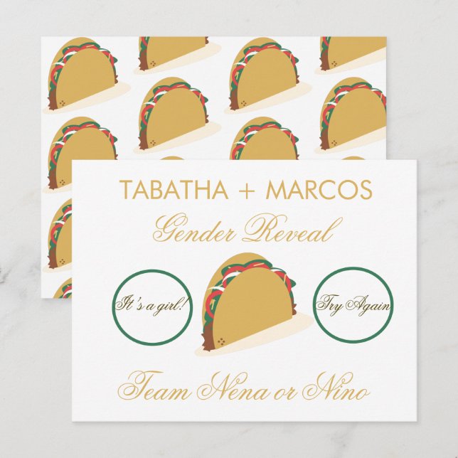 Cartões de Revelação de Gênero Taco DIY Falso (Frente/Verso)