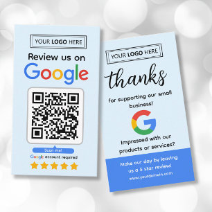 Cartões de Revisão do Google com Logotipo e Código