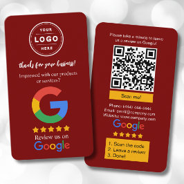 Cartões de Revisão do Google com Logotipo e Código