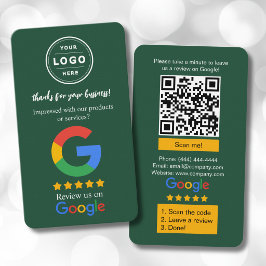Cartões de Revisão do Google com Logotipo e Código
