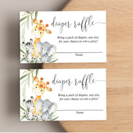 Cartões de rifa de fraldas gênero neutro animais f