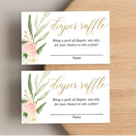 Cartões de rifa de fraldas para chá de bebê com fo