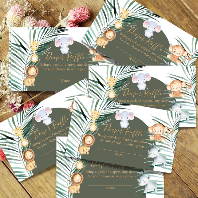 Cartões de rifa de fraldas para chá de bebê Safari (Criador carregado)