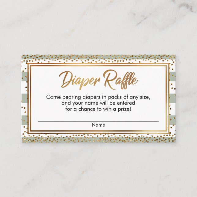 Cartões de Rifas de Fraldas com Listras de Sage e  (Frente)