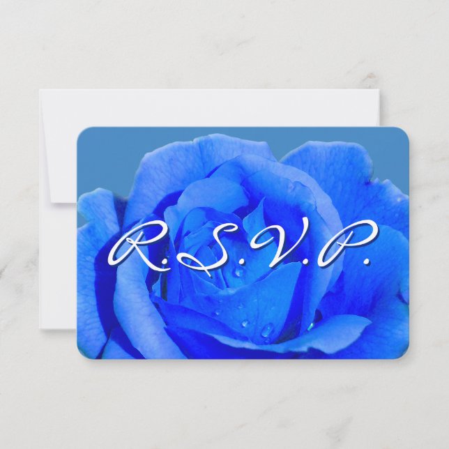 Cartões de Rosa Personalizados Blue Rose RSVP (Frente)