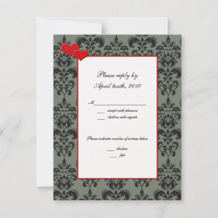 Cartões de RSVP combinando com Damask com acabamen