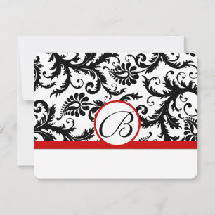 Cartões de RSVP - Damasco Preto e Branco com Corte