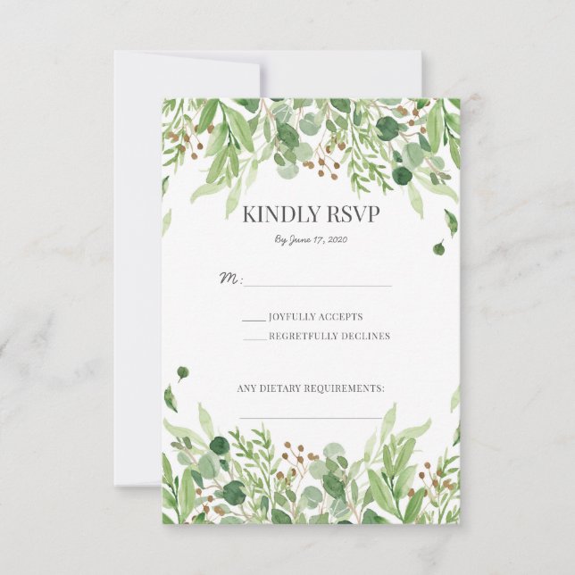 Cartões de RSVP de aquarela de casamento ao ar liv (Frente)