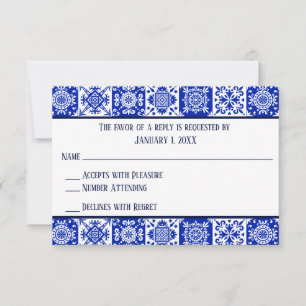 Cartões de RSVP de Azulejo Espanhol Temático Mexic