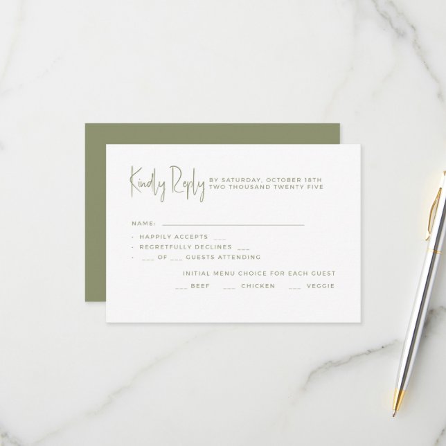 Cartões de RSVP de casamento. (Frente/Verso In Situ)