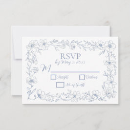 Cartões de RSVP de Casamento Blissful Blue Blooms