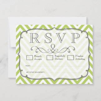 Cartões de RSVP de Casamento Chevron Verde Brotos 