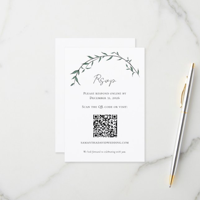 Cartões de RSVP de Casamento com Arco de Salgueiro (Frente/Verso In Situ)
