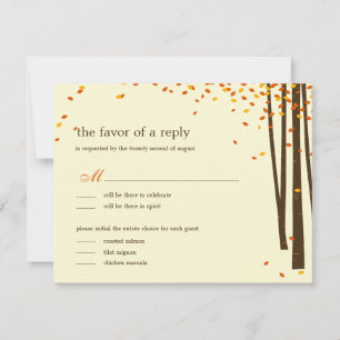 Cartões de RSVP de casamento com árvores da flores