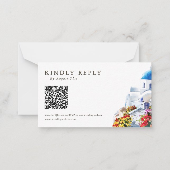 Cartões de RSVP de Casamento com Código QR de Ilus (Frente)