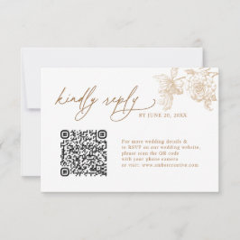Cartões de RSVP de casamento com código QR floral 