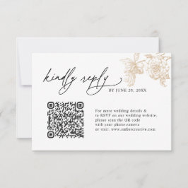 Cartões de RSVP de casamento com código QR floral 