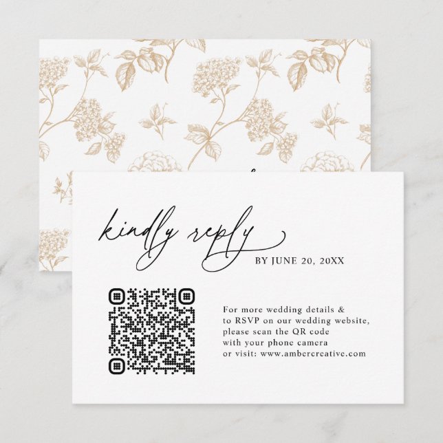 Cartões de RSVP de casamento com código QR minimal (Frente/Verso)