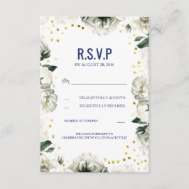 Cartões de RSVP de casamento com flores brancas vi
