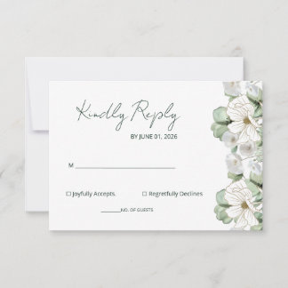 Cartões de RSVP de casamento com flores silvestres