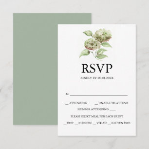 Cartões de RSVP de Casamento com Hortênsias