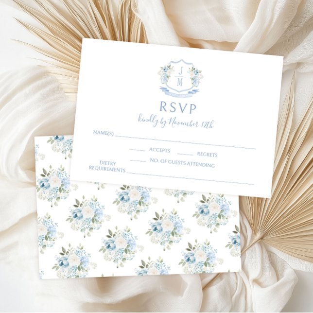 Cartões de RSVP de casamento com monograma floral  (Criador carregado)