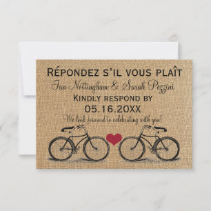 Cartões de RSVP de Casamento de Bicicleta Vintage