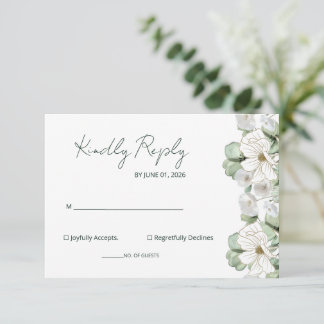 Cartões de RSVP de casamento de flores silvestres