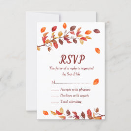 Cartões de RSVP de Casamento de Folhas de Outono