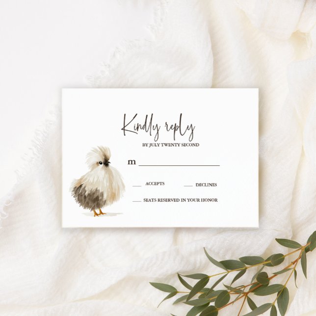 Cartões de RSVP de Casamento de Frango de Fazenda  (Criador carregado)