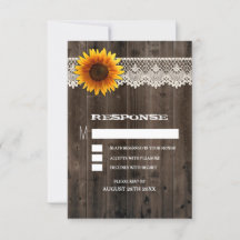 Cartões de RSVP de Casamento de Girassol com Madei
