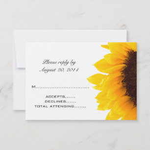 Cartões de RSVP de Casamento de Girassol Preto Ama