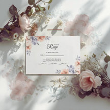 Cartões de RSVP de Casamento Elegantes com Aquarel