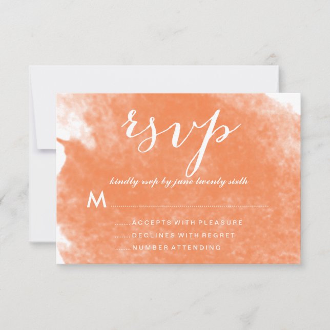 CARTÕES DE RSVP DE CASAMENTO EM Aquarela LARANJA C (Frente)