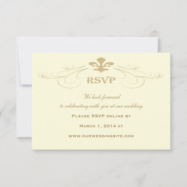 Cartões de RSVP de Casamento em Champagne Dourado  (Frente)