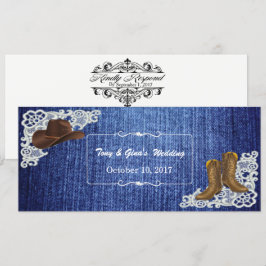 Cartões de RSVP de Casamento em Denim com Botas e
