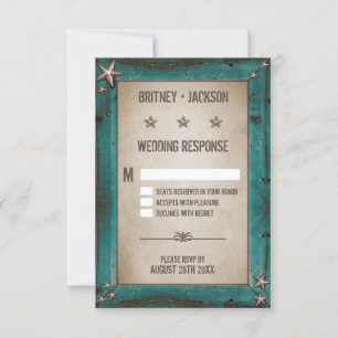Cartões de RSVP de casamento em madeira de celeiro