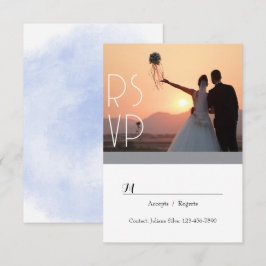 Cartões de RSVP de Casamento Floral Azul