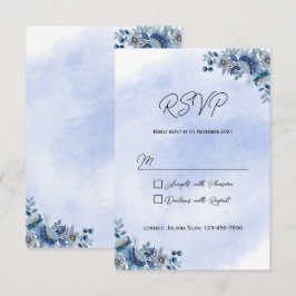 Cartões de RSVP de Casamento Floral Azul