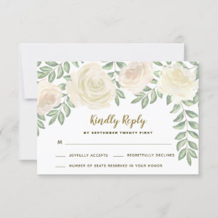 Cartões de RSVP de casamento floral Champagne Bege